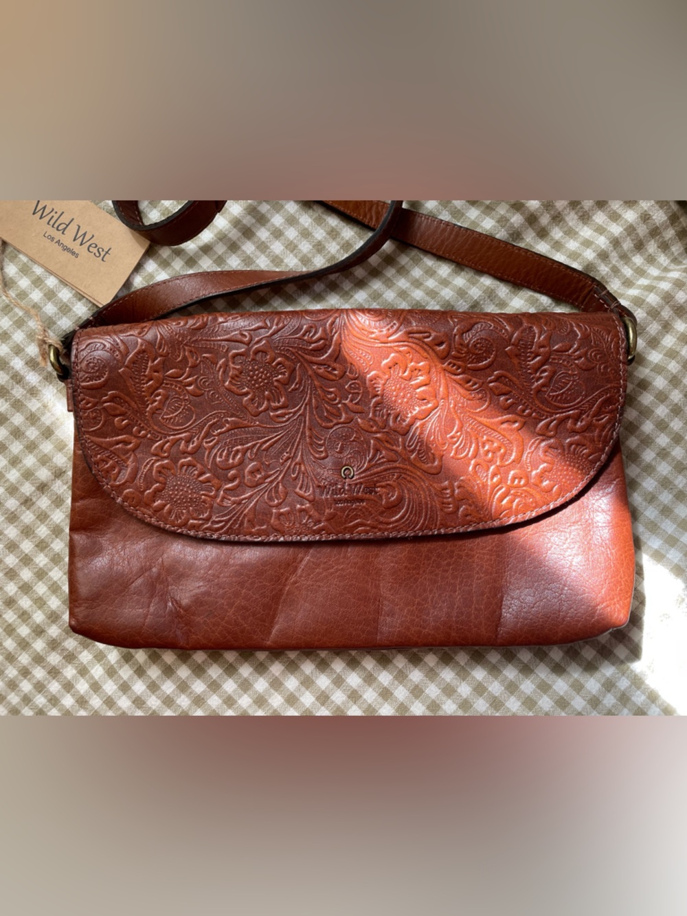 Wild West Los Angeles Floral Tooled Leather Crossbody Bag NEW Cowgirl Festival - Picture 3 of 7